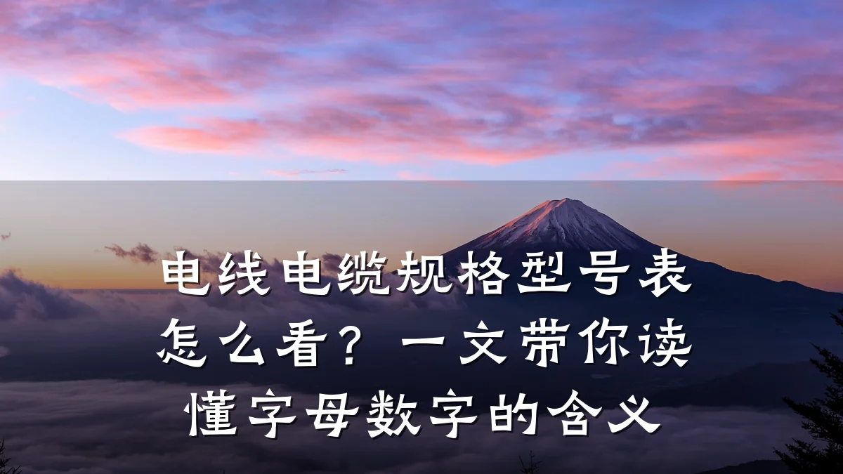 电线电缆规格型号表怎么看？一文带你读懂字母数字的含义