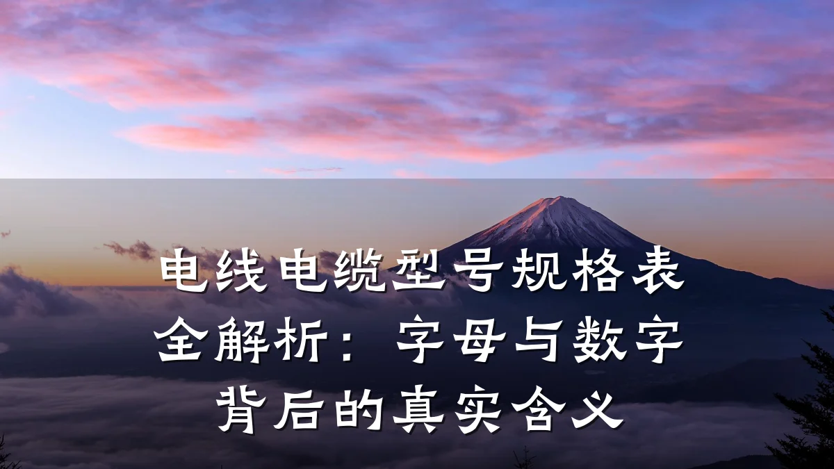 电线电缆型号规格表全解析:字母与数字背后的真实含义