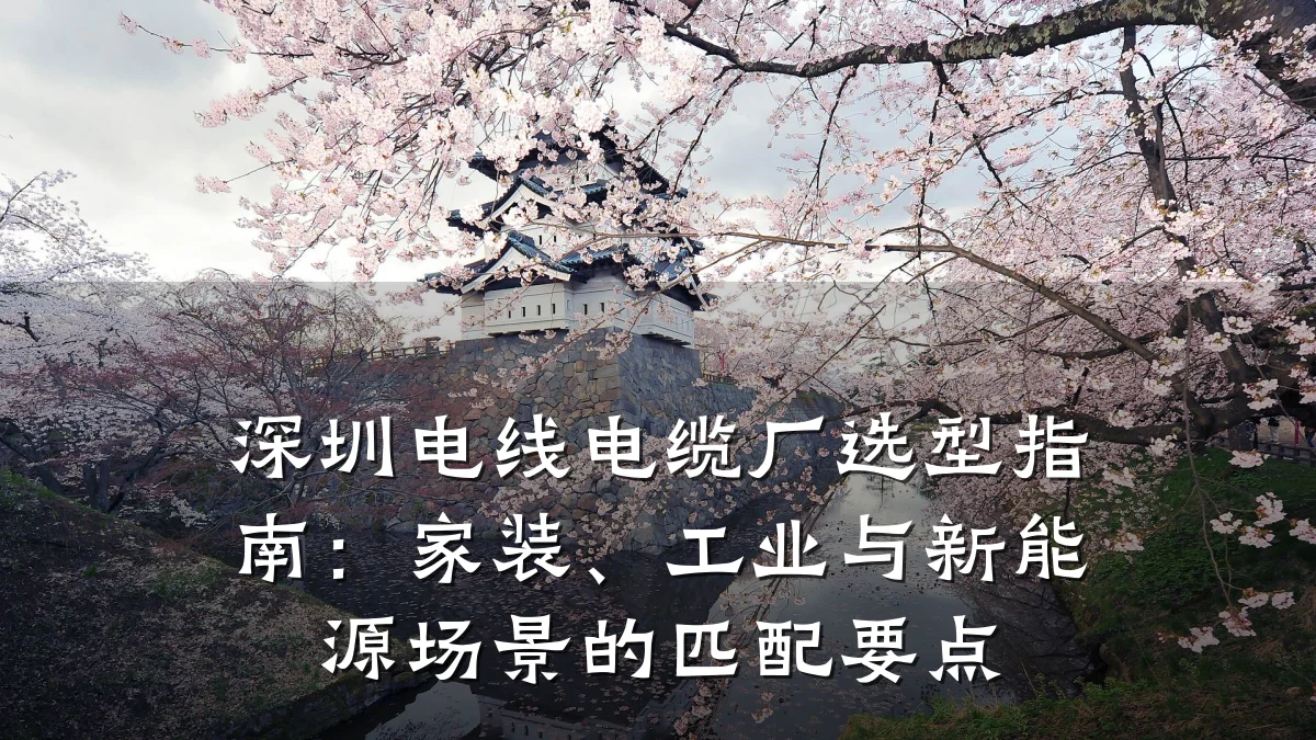 深圳电线电缆厂选型指南:家装、工业与新能源场景的匹配要点