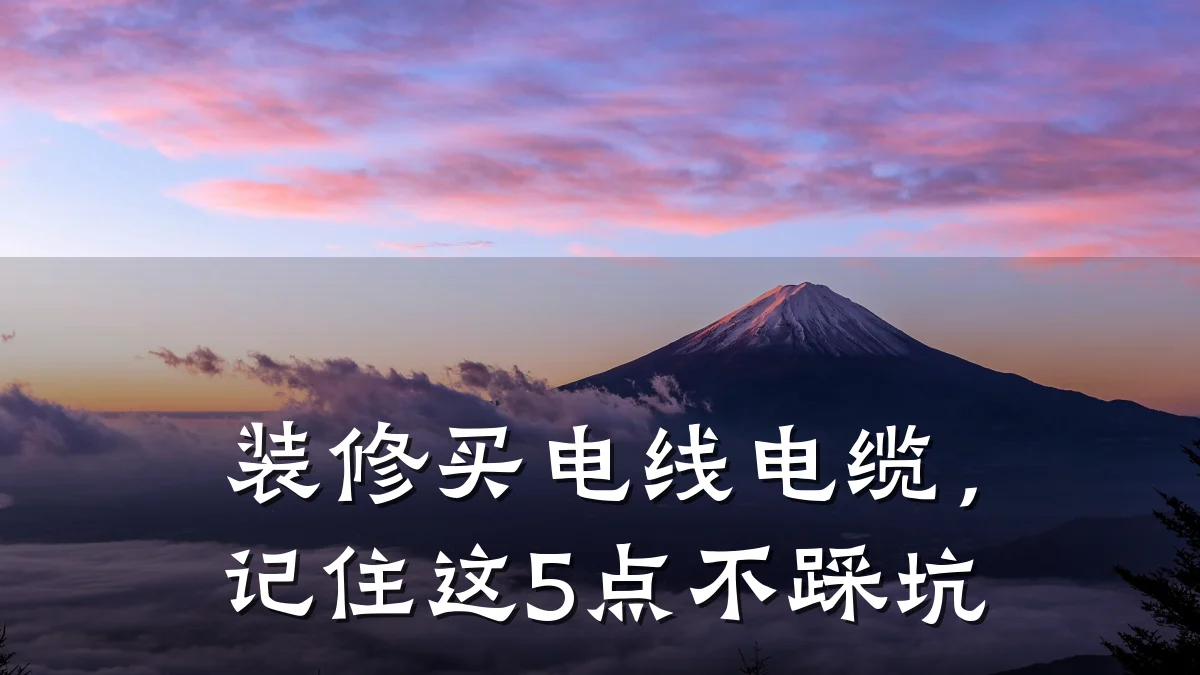 装修买电线电缆,记住这5点不踩坑