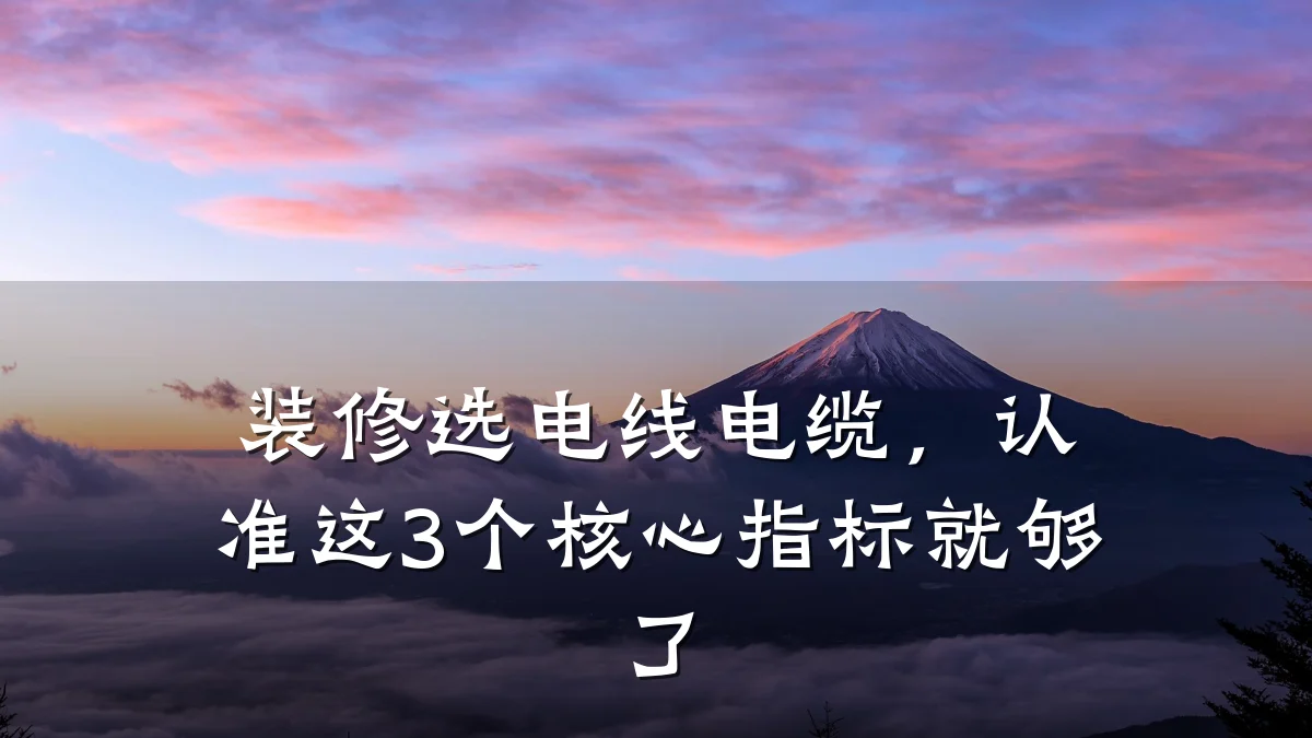 装修选电线电缆，认准这3个核心指标就够了