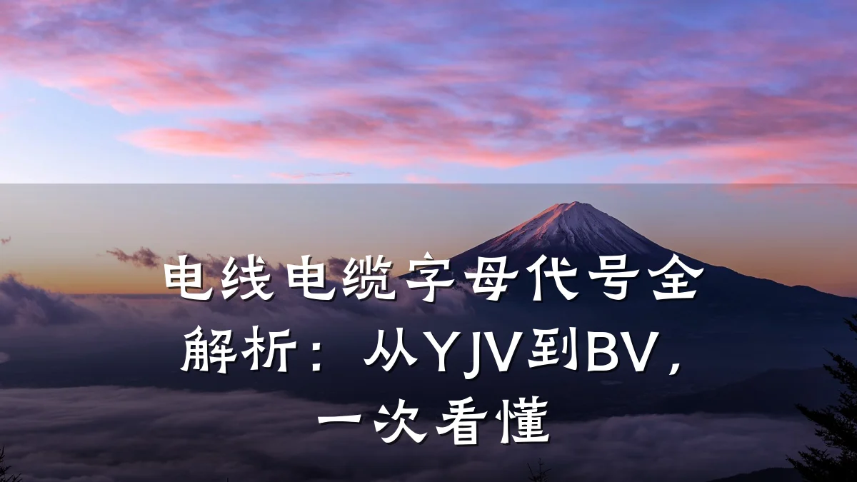 电线电缆字母代号全解析：从YJV到BV，一次看懂